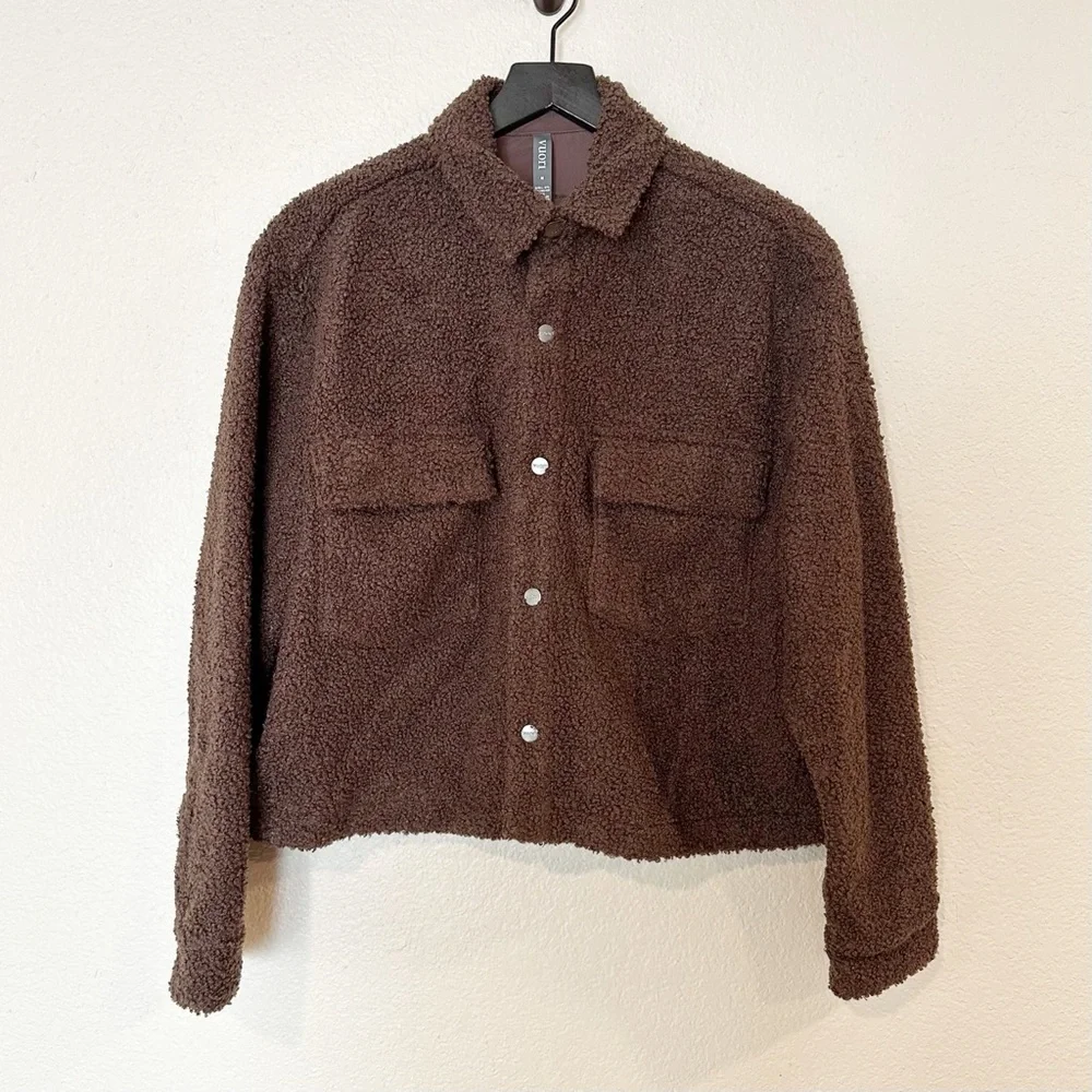 Vuori Jacket Womens M Sycamore Short Shirt Jacket Snap Button Fleece Brown Java - Picture 3 of 9
